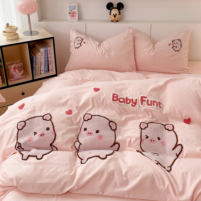 91家纺网 家纺一手货源 找家纺 优尚佳生活馆 2025新款水洗棉毛巾绣四件套（提供买家秀） 金猪满罐