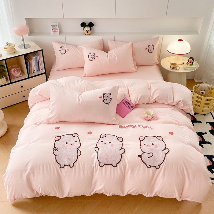 91家纺网 家纺一手货源 找家纺 优尚佳生活馆 2025新款水洗棉毛巾绣四件套（提供买家秀） 金猪满罐