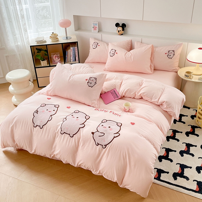 91家纺网 家纺一手货源 找家纺 优尚佳生活馆 2025新款水洗棉毛巾绣四件套（提供买家秀） 金猪满罐