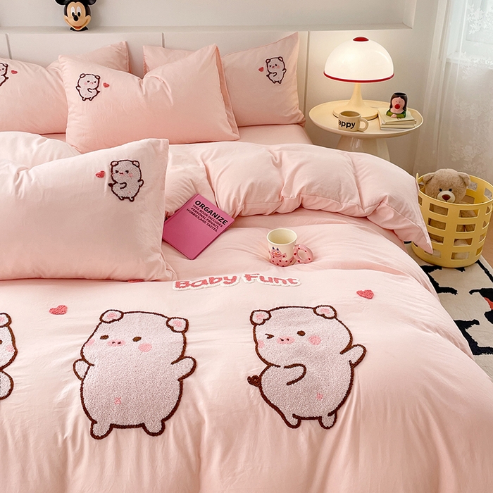 91家纺网 家纺一手货源 找家纺 优尚佳生活馆 2025新款水洗棉毛巾绣四件套（提供买家秀） 金猪满罐