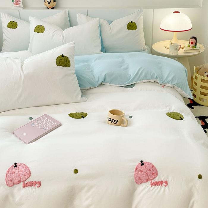 91家纺网 家纺一手货源 找家纺 优尚佳生活馆 2025新款水洗棉毛巾绣四件套（提供买家秀） 蓝色乐园