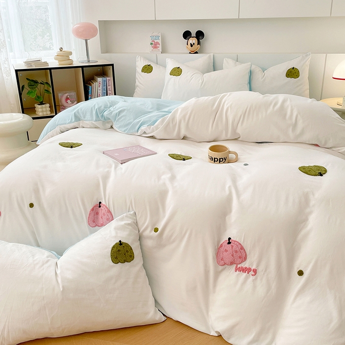 91家纺网 家纺一手货源 找家纺 优尚佳生活馆 2025新款水洗棉毛巾绣四件套（提供买家秀） 蓝色乐园