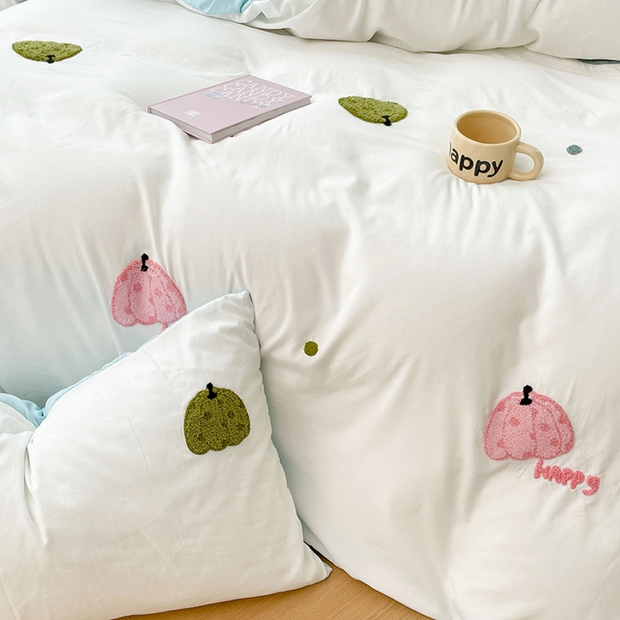 91家纺网 家纺一手货源 找家纺 优尚佳生活馆 2025新款水洗棉毛巾绣四件套（提供买家秀） 蓝色乐园