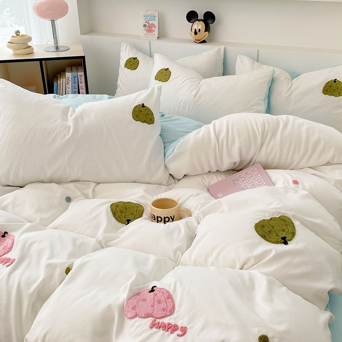 91家纺网 家纺一手货源 找家纺 优尚佳生活馆 2025新款水洗棉毛巾绣四件套（提供买家秀） 蓝色乐园