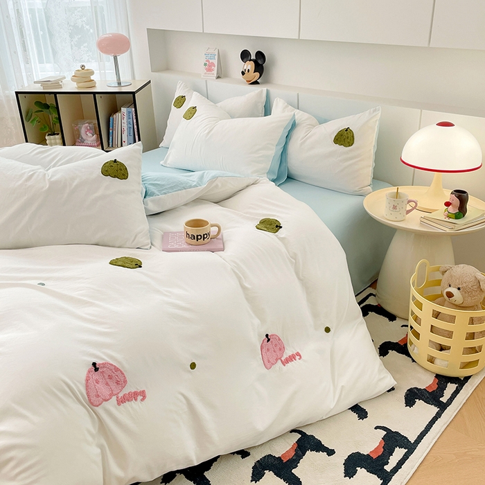 91家纺网 家纺一手货源 找家纺 优尚佳生活馆 2025新款水洗棉毛巾绣四件套（提供买家秀） 蓝色乐园