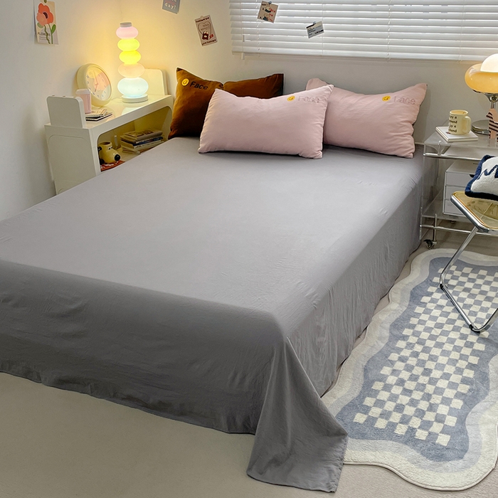 91家纺网 家纺一手货源 找家纺 优尚佳生活馆 2025新款水洗棉磨毛刺绣四件套 粉灰恋人