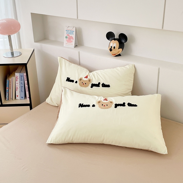 91家纺网 家纺一手货源 找家纺 优尚佳生活馆 2025新款水洗棉毛巾绣四件套（提供买家秀） 泡芙狗