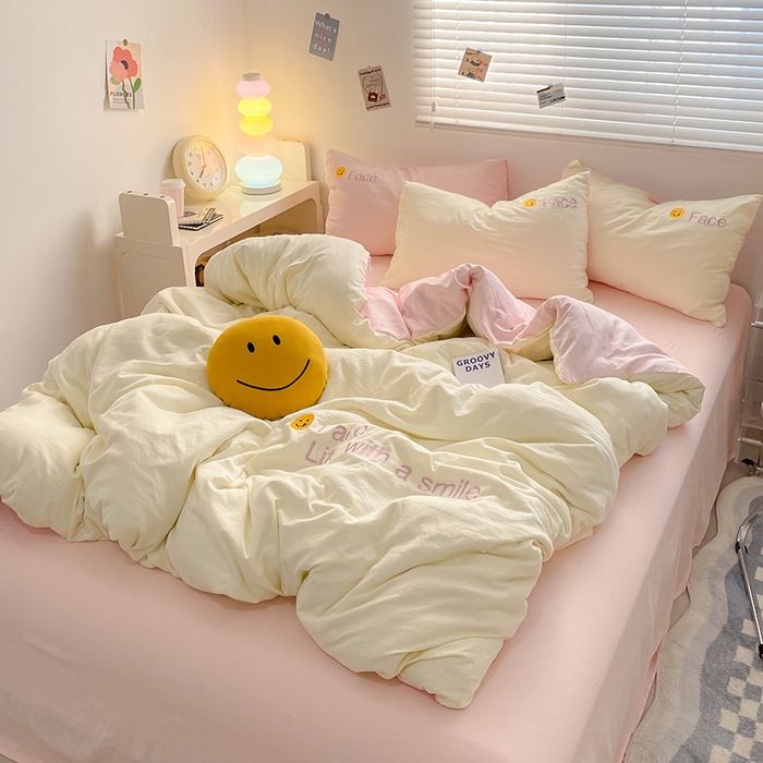 91家纺网 家纺一手货源 找家纺 优尚佳生活馆 2025新款水洗棉磨毛刺绣四件套 粉嫩公主