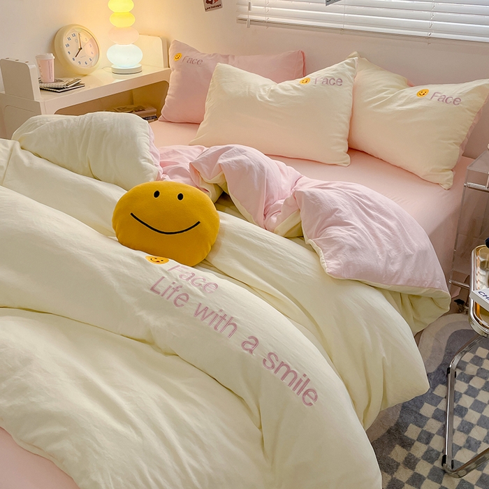 91家纺网 家纺一手货源 找家纺 优尚佳生活馆 2025新款水洗棉磨毛刺绣四件套 粉嫩公主