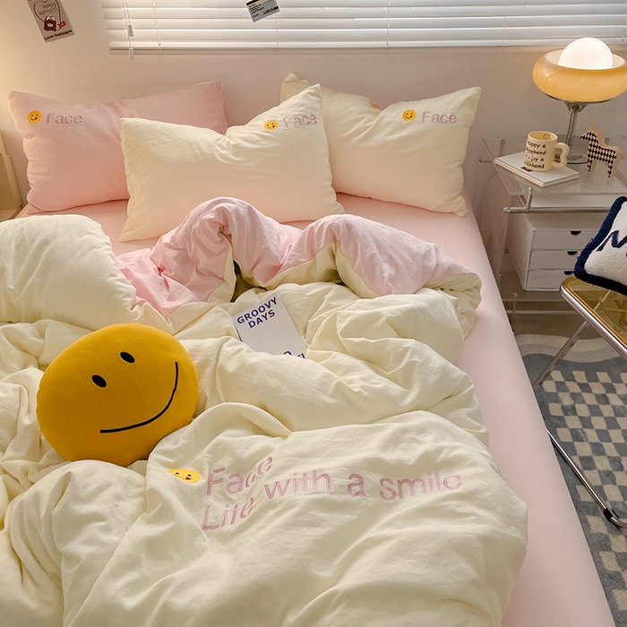 91家纺网 家纺一手货源 找家纺 优尚佳生活馆 2025新款水洗棉磨毛刺绣四件套 粉嫩公主