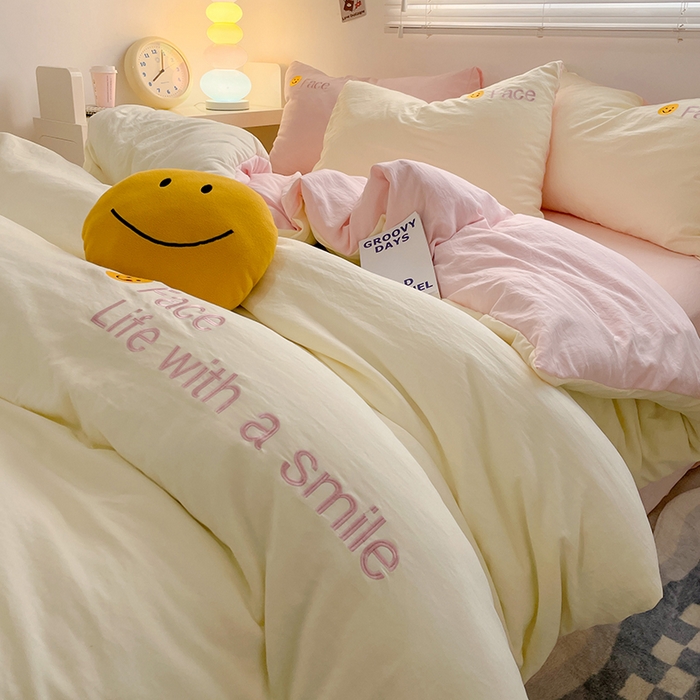 91家纺网 家纺一手货源 找家纺 优尚佳生活馆 2025新款水洗棉磨毛刺绣四件套 粉嫩公主