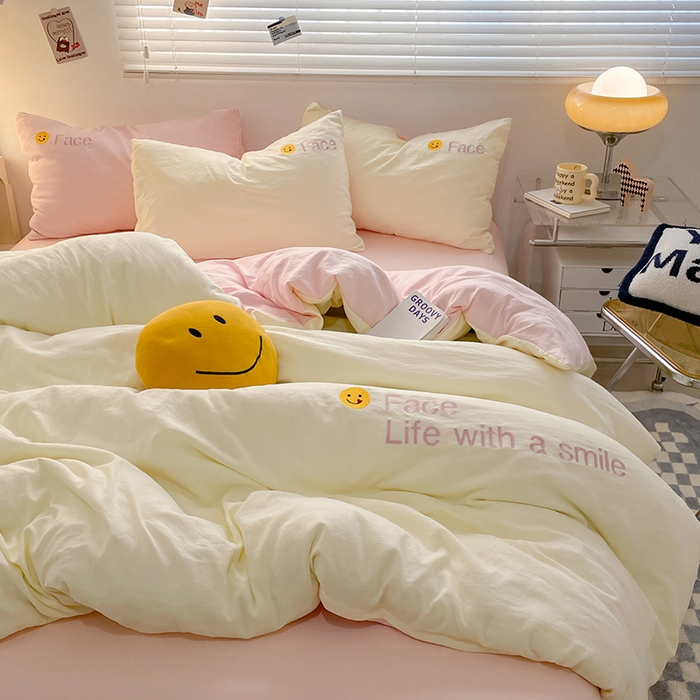 91家纺网 家纺一手货源 找家纺 优尚佳生活馆 2025新款水洗棉磨毛刺绣四件套 粉嫩公主