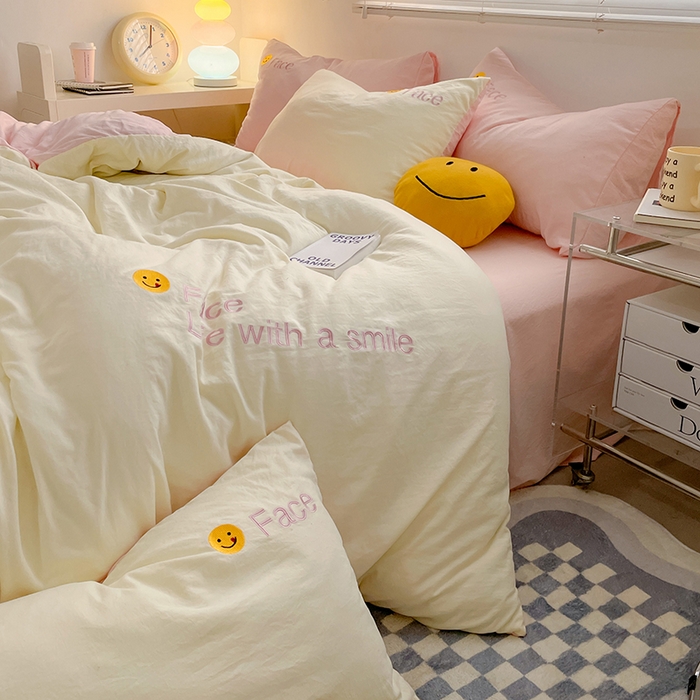 91家纺网 家纺一手货源 找家纺 优尚佳生活馆 2025新款水洗棉磨毛刺绣四件套 粉嫩公主