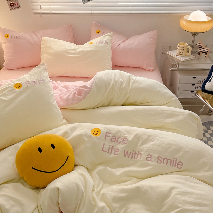 91家纺网 家纺一手货源 找家纺 优尚佳生活馆 2025新款水洗棉磨毛刺绣四件套 粉嫩公主