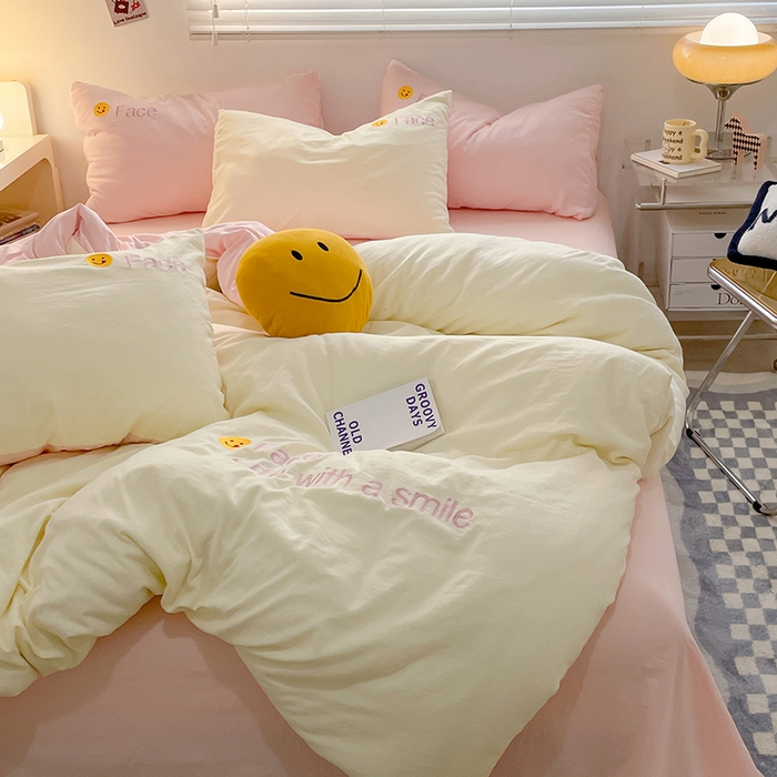 91家纺网 家纺一手货源 找家纺 优尚佳生活馆 2025新款水洗棉磨毛刺绣四件套 粉嫩公主