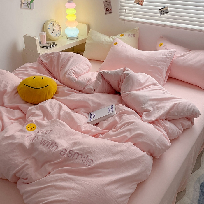 91家纺网 家纺一手货源 找家纺 优尚佳生活馆 2025新款水洗棉磨毛刺绣四件套 红颜知己