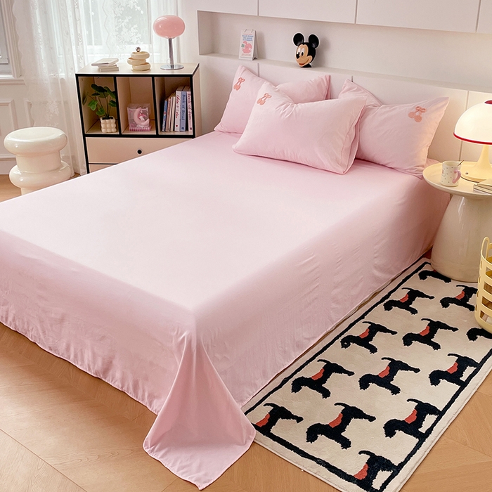 91家纺网 家纺一手货源 找家纺 优尚佳生活馆 2025新款水洗棉毛巾绣四件套（提供买家秀） 樱桃狗