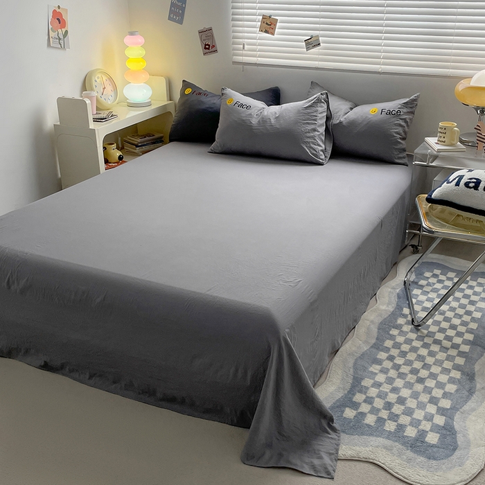 91家纺网 家纺一手货源 找家纺 优尚佳生活馆 2025新款水洗棉磨毛刺绣四件套 幻影灰