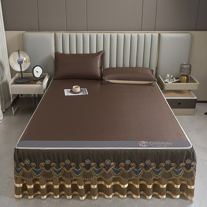 91家纺网 家纺一手货源 找家纺 （总）情恒家纺 2025新款冰藤可拆卸床裙席三件套