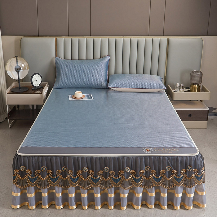 91家纺网 家纺一手货源 找家纺 （总）情恒家纺 2025新款冰藤可拆卸床裙席三件套