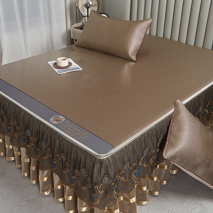 91家纺网 家纺一手货源 找家纺 （总）情恒家纺 2025新款冰藤可拆卸床裙席三件套