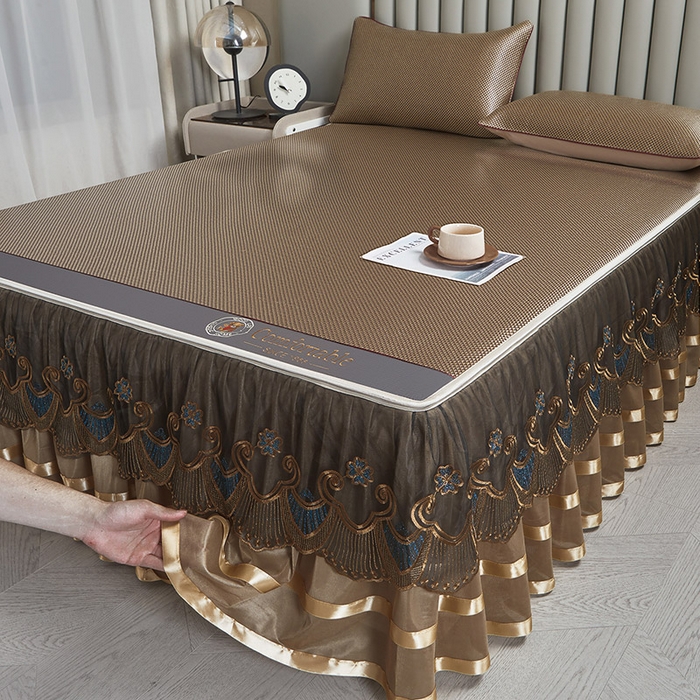 91家纺网 家纺一手货源 找家纺 （总）情恒家纺 2025新款冰藤可拆卸床裙席三件套