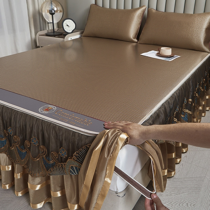 91家纺网 家纺一手货源 找家纺 （总）情恒家纺 2025新款冰藤可拆卸床裙席三件套