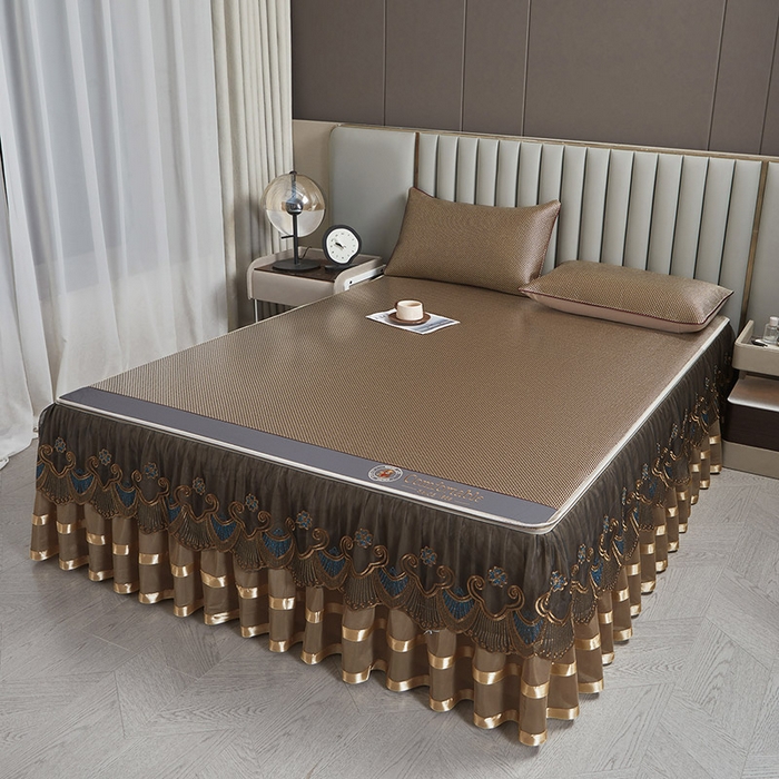 91家纺网 家纺一手货源 找家纺 （总）情恒家纺 2025新款冰藤可拆卸床裙席三件套