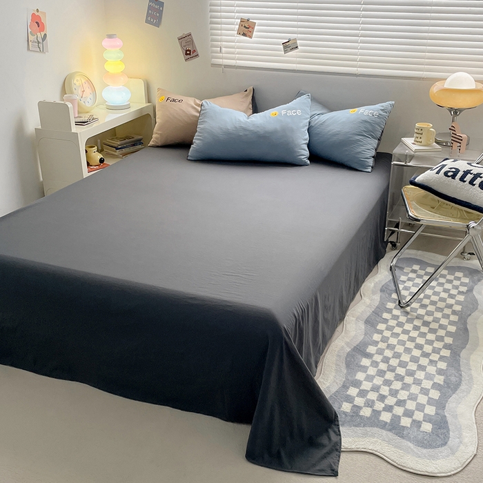 91家纺网 家纺一手货源 找家纺 优尚佳生活馆 2025新款水洗棉磨毛刺绣四件套 蓝颜