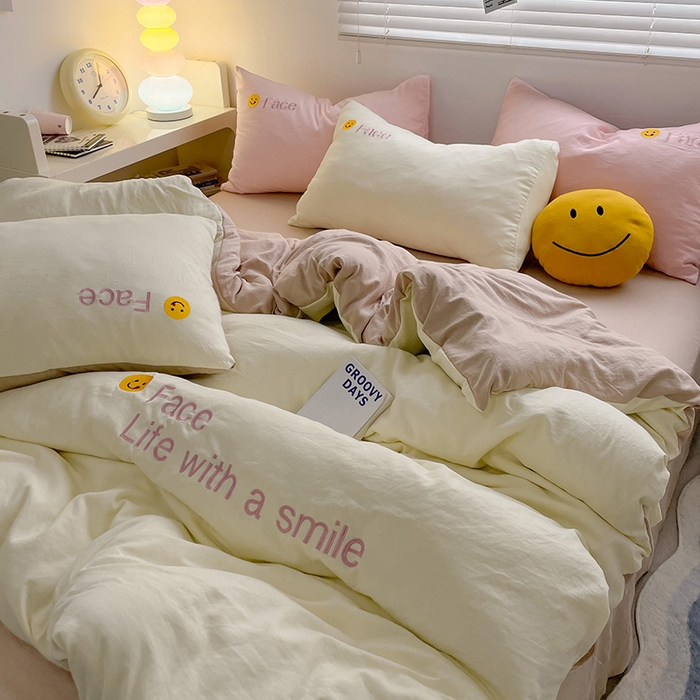 91家纺网 家纺一手货源 找家纺 优尚佳生活馆 2025新款水洗棉磨毛刺绣四件套 魔力卡其