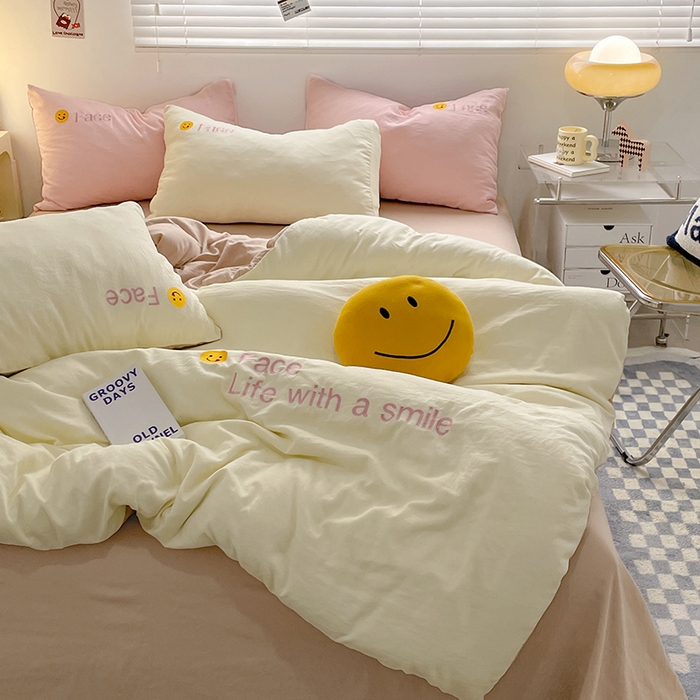 91家纺网 家纺一手货源 找家纺 优尚佳生活馆 2025新款水洗棉磨毛刺绣四件套 魔力卡其