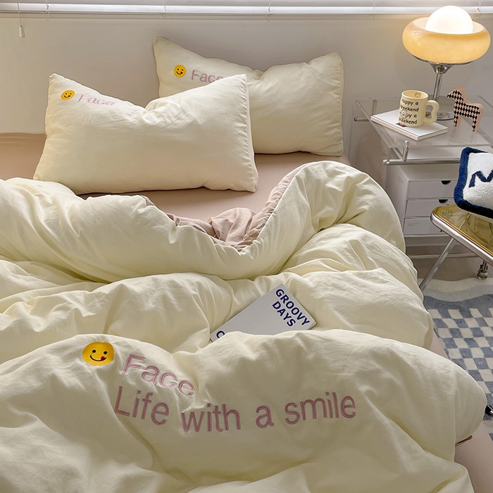 91家纺网 家纺一手货源 找家纺 优尚佳生活馆 2025新款水洗棉磨毛刺绣四件套 魔力卡其