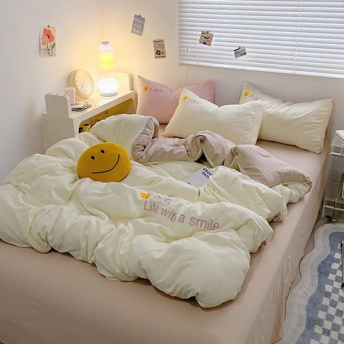 91家纺网 家纺一手货源 找家纺 优尚佳生活馆 2025新款水洗棉磨毛刺绣四件套 魔力卡其