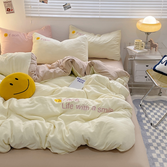 91家纺网 家纺一手货源 找家纺 优尚佳生活馆 2025新款水洗棉磨毛刺绣四件套 魔力卡其