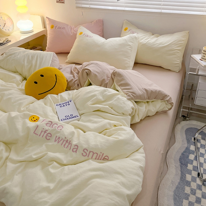 91家纺网 家纺一手货源 找家纺 优尚佳生活馆 2025新款水洗棉磨毛刺绣四件套 魔力卡其