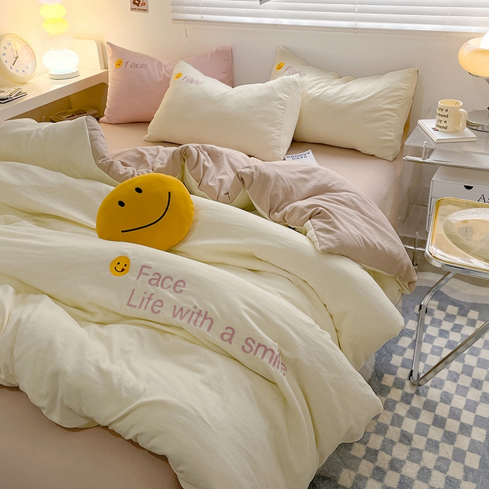 91家纺网 家纺一手货源 找家纺 优尚佳生活馆 2025新款水洗棉磨毛刺绣四件套 魔力卡其