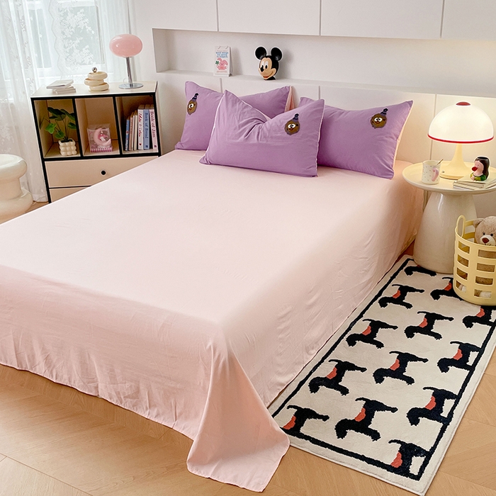 91家纺网 家纺一手货源 找家纺 优尚佳生活馆 2025新款水洗棉毛巾绣四件套（提供买家秀） 紫色曲奇