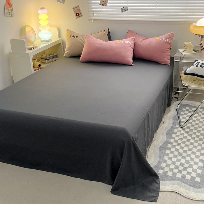 91家纺网 家纺一手货源 找家纺 优尚佳生活馆 2025新款水洗棉磨毛刺绣四件套 深灰相思豆