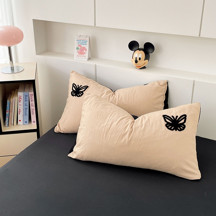 91家纺网 家纺一手货源 找家纺 优尚佳生活馆 2025新款水洗棉毛巾绣四件套（提供买家秀） 幸运蝴蝶