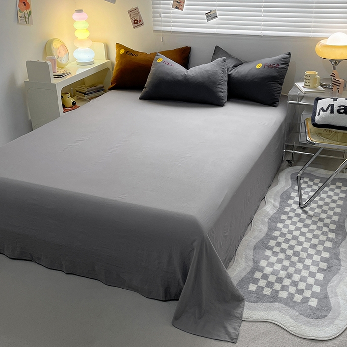 91家纺网 家纺一手货源 找家纺 优尚佳生活馆 2025新款水洗棉磨毛刺绣四件套 深浅灰