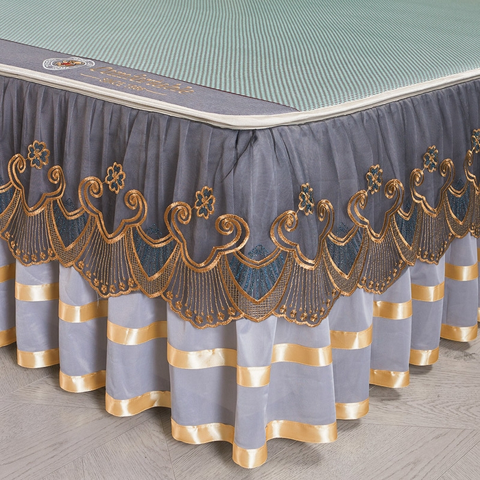 91家纺网 家纺一手货源 找家纺 情恒家纺 2025新款冰藤可拆卸床裙席三件套 皇朝 辰青