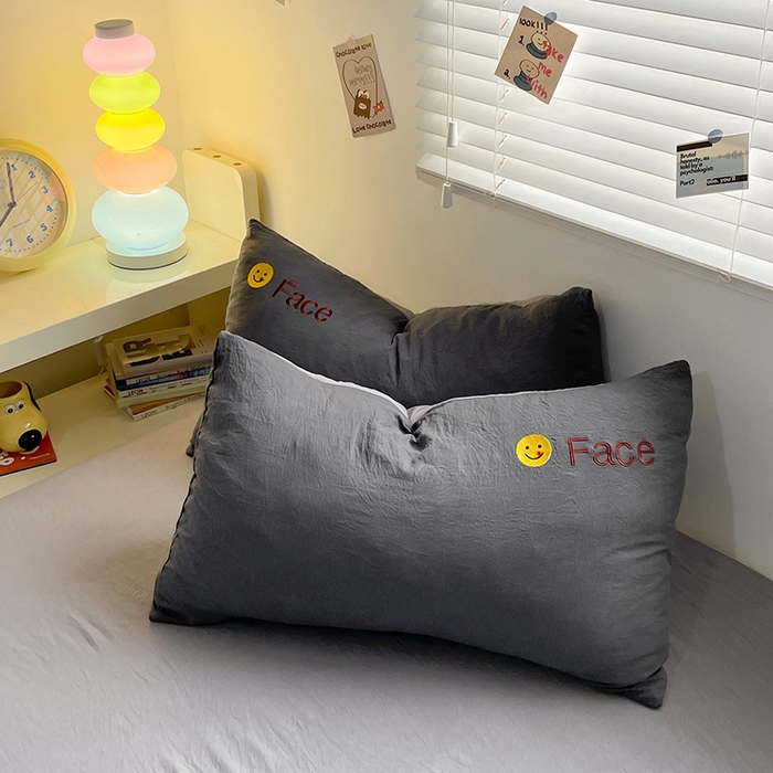 91家纺网 家纺一手货源 找家纺 优尚佳生活馆 2025新款水洗棉磨毛刺绣四件套 深浅灰