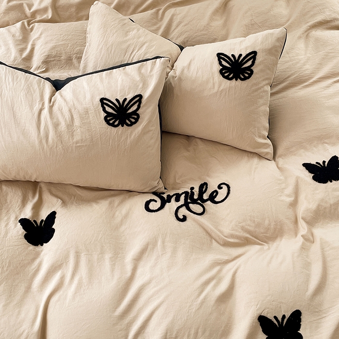 91家纺网 家纺一手货源 找家纺 优尚佳生活馆 2025新款水洗棉毛巾绣四件套（提供买家秀） 幸运蝴蝶