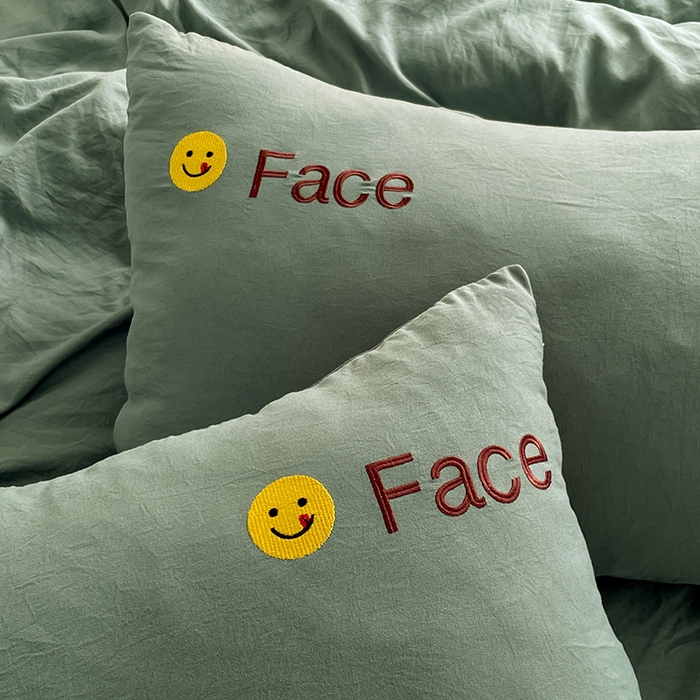 91家纺网 家纺一手货源 找家纺 优尚佳生活馆 2025新款水洗棉磨毛刺绣四件套 松绿