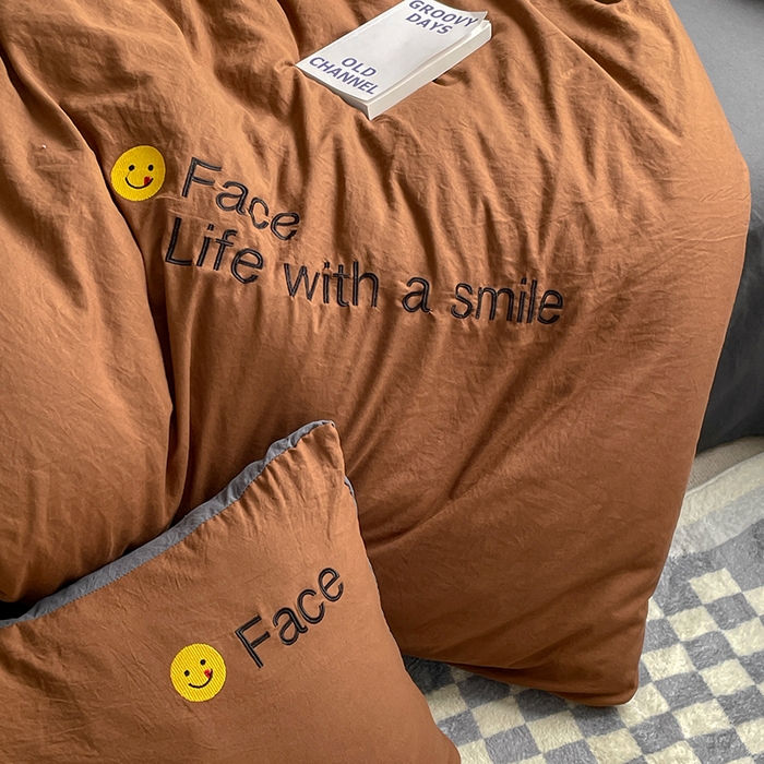 91家纺网 家纺一手货源 找家纺 优尚佳生活馆 2025新款水洗棉磨毛刺绣四件套 糖卡灰