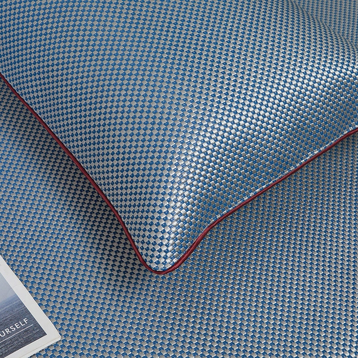 91家纺网 家纺一手货源 找家纺 情恒家纺 2025新款冰藤可拆卸床裙席三件套 皇朝 雾蓝