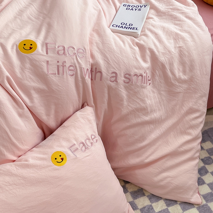 91家纺网 家纺一手货源 找家纺 优尚佳生活馆 2025新款水洗棉磨毛刺绣四件套 甜心可爱