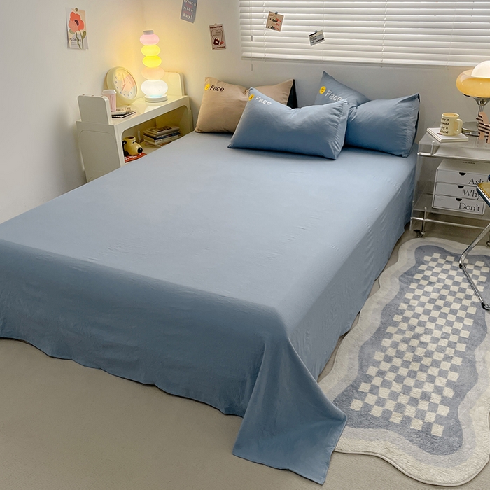 91家纺网 家纺一手货源 找家纺 优尚佳生活馆 2025新款水洗棉磨毛刺绣四件套 微笑天空