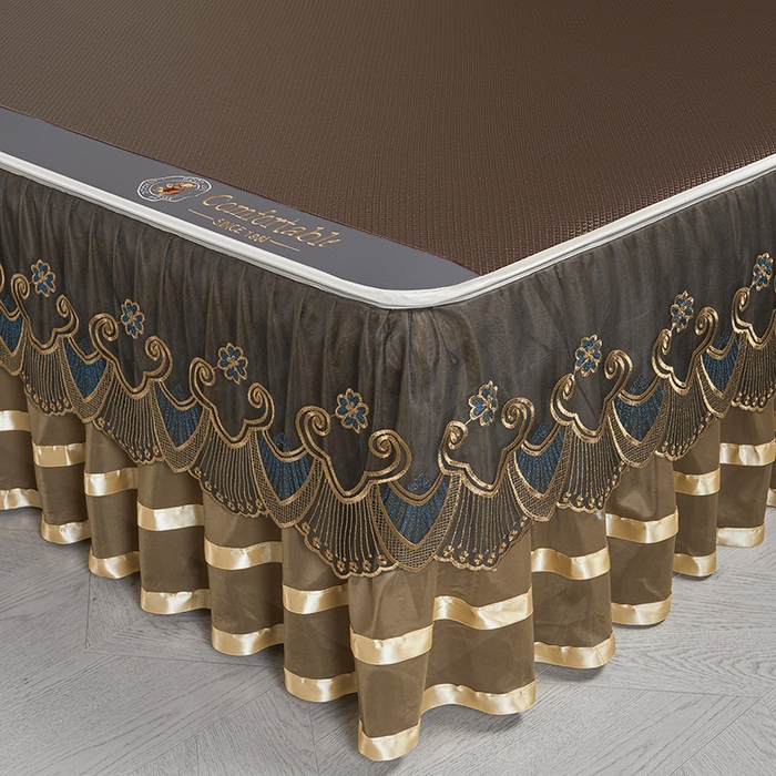 91家纺网 家纺一手货源 找家纺 情恒家纺 2025新款冰藤可拆卸床裙席三件套 皇朝 深棕