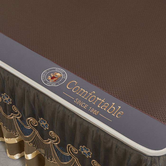 91家纺网 家纺一手货源 找家纺 情恒家纺 2025新款冰藤可拆卸床裙席三件套 皇朝 深棕